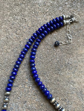 Load image into Gallery viewer, Sterling Silver Lapis Bead Necklace. 18 inch