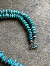 Load image into Gallery viewer, Long Sterling Silver Blue Turquoise Bead Necklace. 30 inch