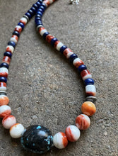 Load image into Gallery viewer, Sterling Silver Multi Stone Spiny Oyster Lapis Turquoise Bead Necklace 18 inch