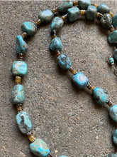 Load image into Gallery viewer, Sterling Silver Turquoise Nuggets Heishi Bead Necklace 25 Inch