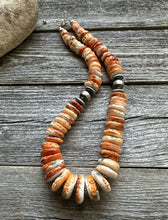 Load image into Gallery viewer, Sterling silver orange spiny oyster bead necklace 18 Inch