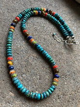 Load image into Gallery viewer, Sterling Silver Turquoise Multi Stone Bead Necklace. 18 inch. Gift