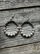 Load image into Gallery viewer, Sterling Silver Pink Conch W Pearls Bead Hoop Earrings. 2.5 Inch.