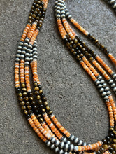 Load image into Gallery viewer, Sterling Silver Multi Strand Spiny Oyster Tigers Eye Bead Necklace. 28 inch