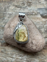 Load image into Gallery viewer, Native American Sterling Silver Green Royston Turquoise Pendant. CS