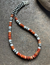 Load image into Gallery viewer, Sterling Silver Spiny Oyster White Bead Necklace. 18 inch