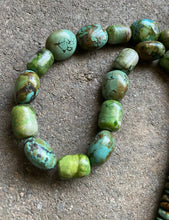 Load image into Gallery viewer, Sterling Silver Green Turquoise Bead Necklace. 26 inch