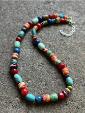 Load image into Gallery viewer, Sterling Silver Multi Stone Bead Necklace. 16 inch
