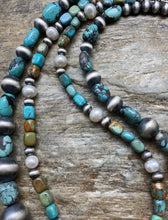 Load image into Gallery viewer, Set of 2 Sterling Silver Turquoise Bead Necklaces. Layered. Gift Combo