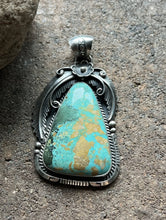 Load image into Gallery viewer, Native American Sterling Silver Turquoise Pendant. Alfred Martinez