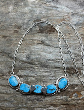 Load image into Gallery viewer, Zuni Sterling Silver Blue Turquoise Bar Chain Necklace. 19 inch. Gloria G
