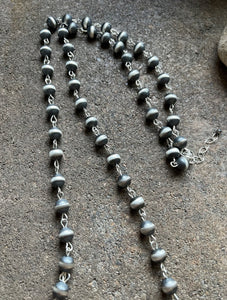 10mm 40 inch Sterling Silver Pearls Rosary Bead Necklace.