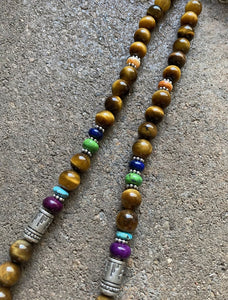 Sterling Silver Tiger’s Eye Multi Stone Bead Necklace. 18 inch. Gift