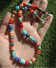 Load image into Gallery viewer, Sterling Silver Multi Stone Bead Necklace. 16 inch