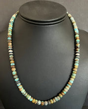 Load image into Gallery viewer, Sterling Silver Blue Green Turquoise Bead Necklace. 18 inch