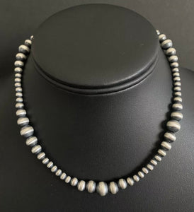 Sterling Silver 4mm- 8mm Graduated Pearls Bead Necklace. 16 Inch