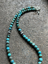 Load image into Gallery viewer, Sterling Silver Round Turquoise Bead Necklace 18 inch
