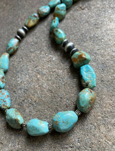 Load image into Gallery viewer, Sterling Silver Turquoise Bead Necklace. 18.5 inch