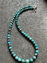 Load image into Gallery viewer, Sterling Silver Round Turquoise Bead Necklace 18 inch