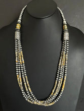 Load image into Gallery viewer, Sterling Silver Multi Strand Bumblebee Jasper Pearls Bead Necklace. 30 inch