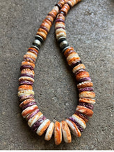 Load image into Gallery viewer, Sterling Silver Orange Purple Spiny Oyster W Pearls Bead Necklace 18 inch