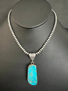 Navajo Sterling silver turquoise pendant necklace