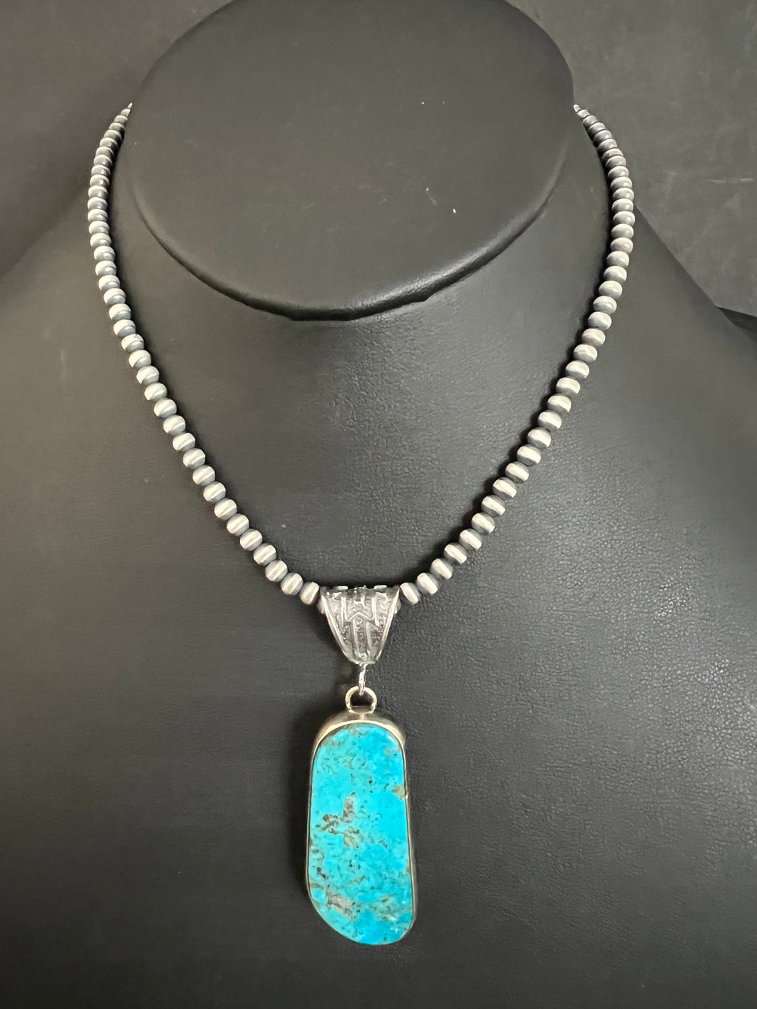 Navajo Sterling silver turquoise pendant necklace