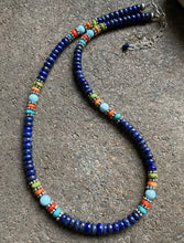 Load image into Gallery viewer, Sterling Silver Lapis Multi Stone Bead Necklace. 18 inch. Gift