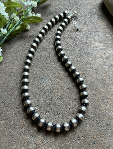 Sterling Silver 10mm Pearls Bead Necklace. 18 Inch