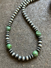 Load image into Gallery viewer, Sterling Silver Pearls Sonoran Gold Turquoise Nuggets Bead Necklace 18 inch