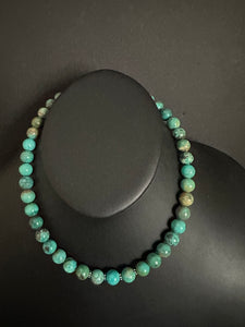 Sterling silver turquoise bead necklace 18 inch