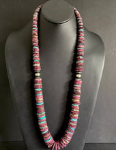 Load image into Gallery viewer, Long Sterling Silver Purple Spiny Oyster W Turquoise Bead Necklace. 37 inch